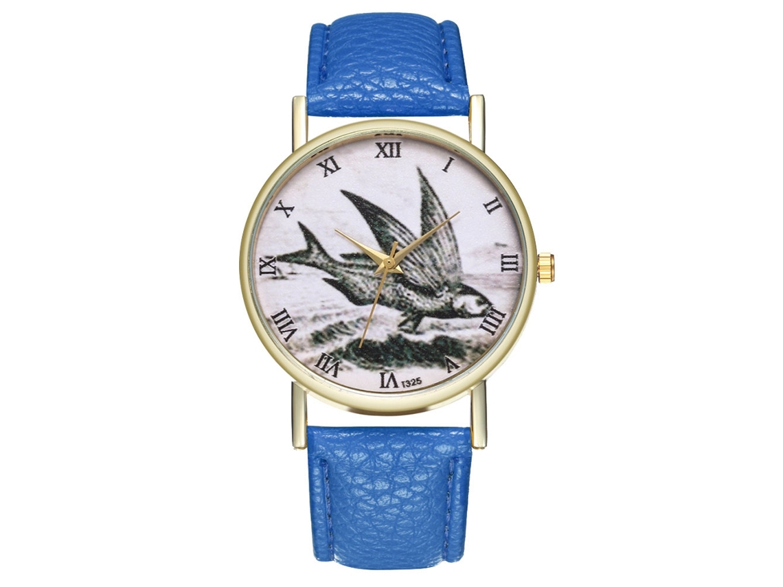 Reloj De Pulsera De Cuarzo Con Diseño Retro, Unisex Casual Azul Real