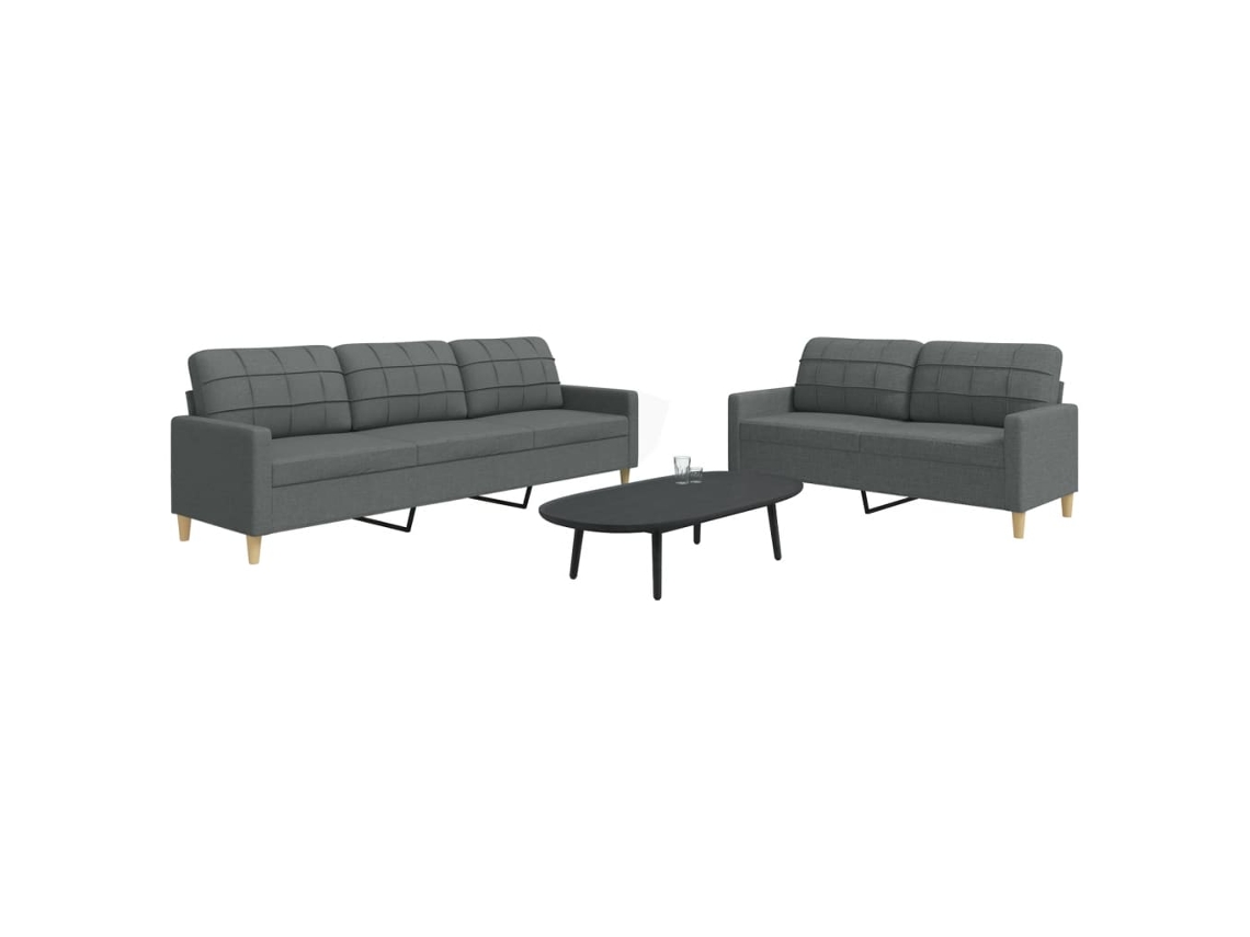 Vidaxl 2 Pcs Conjunto de Sofás Tecido Cinzento escuro