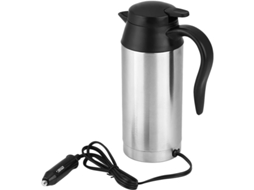 Chaleira Elétrica Portátil De Aço Inoxidável 750ml Para Carro 12v Com Interruptor Automático E Alça Anti-derramamento