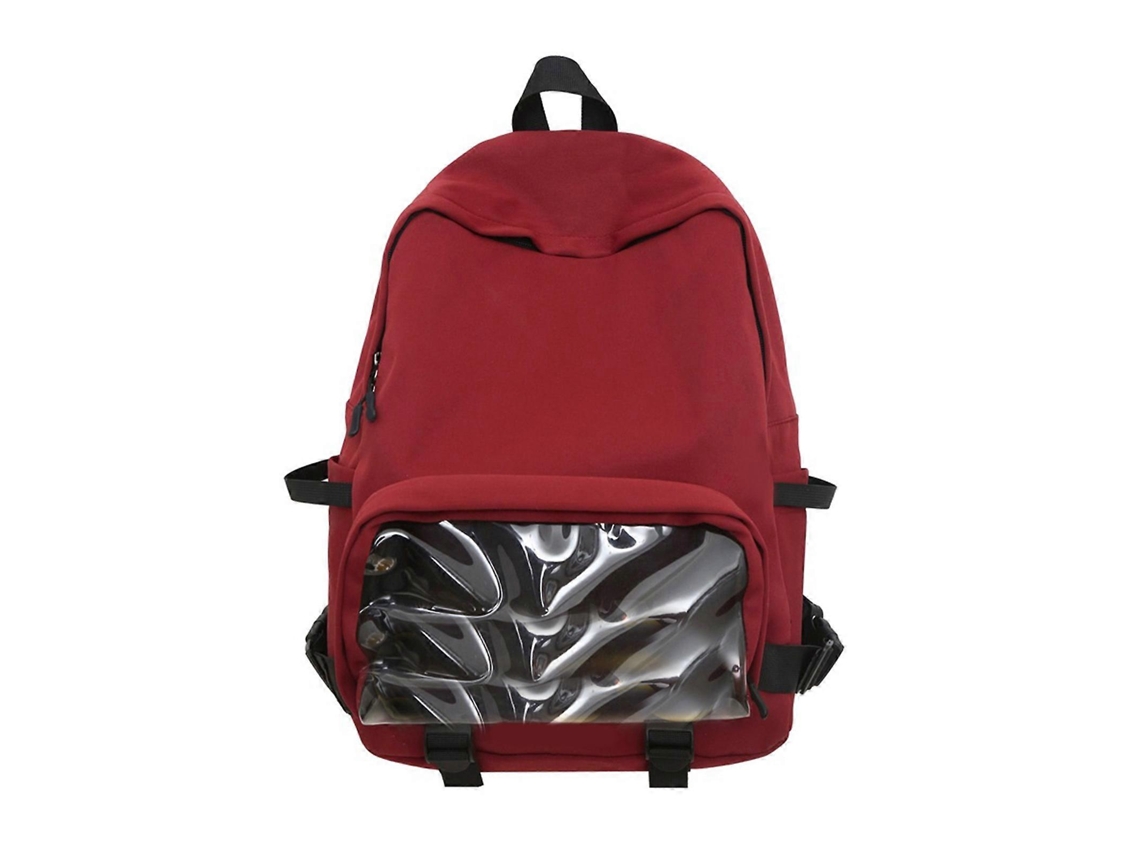 Mochila Escolar Moderna, Mochila Grande Para Laptop, Mochila Universitária De Nylon Com Grande Capacidade, Vermelha.
