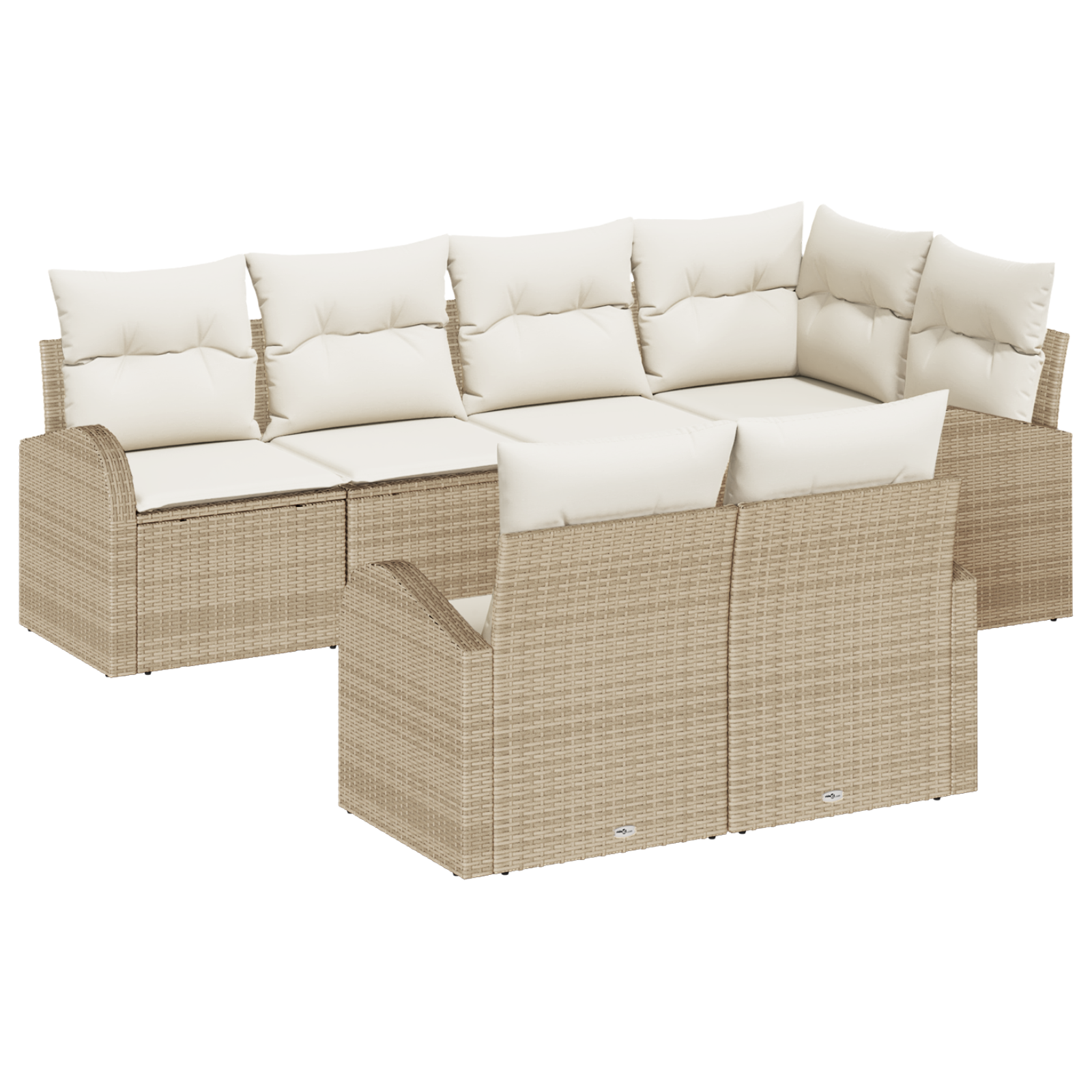 Conjunto 7 Conjunto De Lounge De Jardim Vidaxl Bege Vime Pe (234 X 124 X 85 Cm)