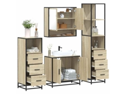 Vidaxl 4 Pcs Conj. Móveis Casa Banho Derivados Madeira Carvalho Sonoma