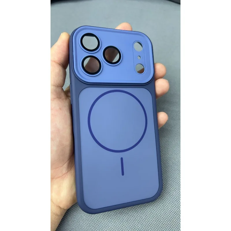 Capa Para Iphone 17 Azul Com Carregamento Sem Fio, Acabamento Fosco E Magnético, Semitransparente