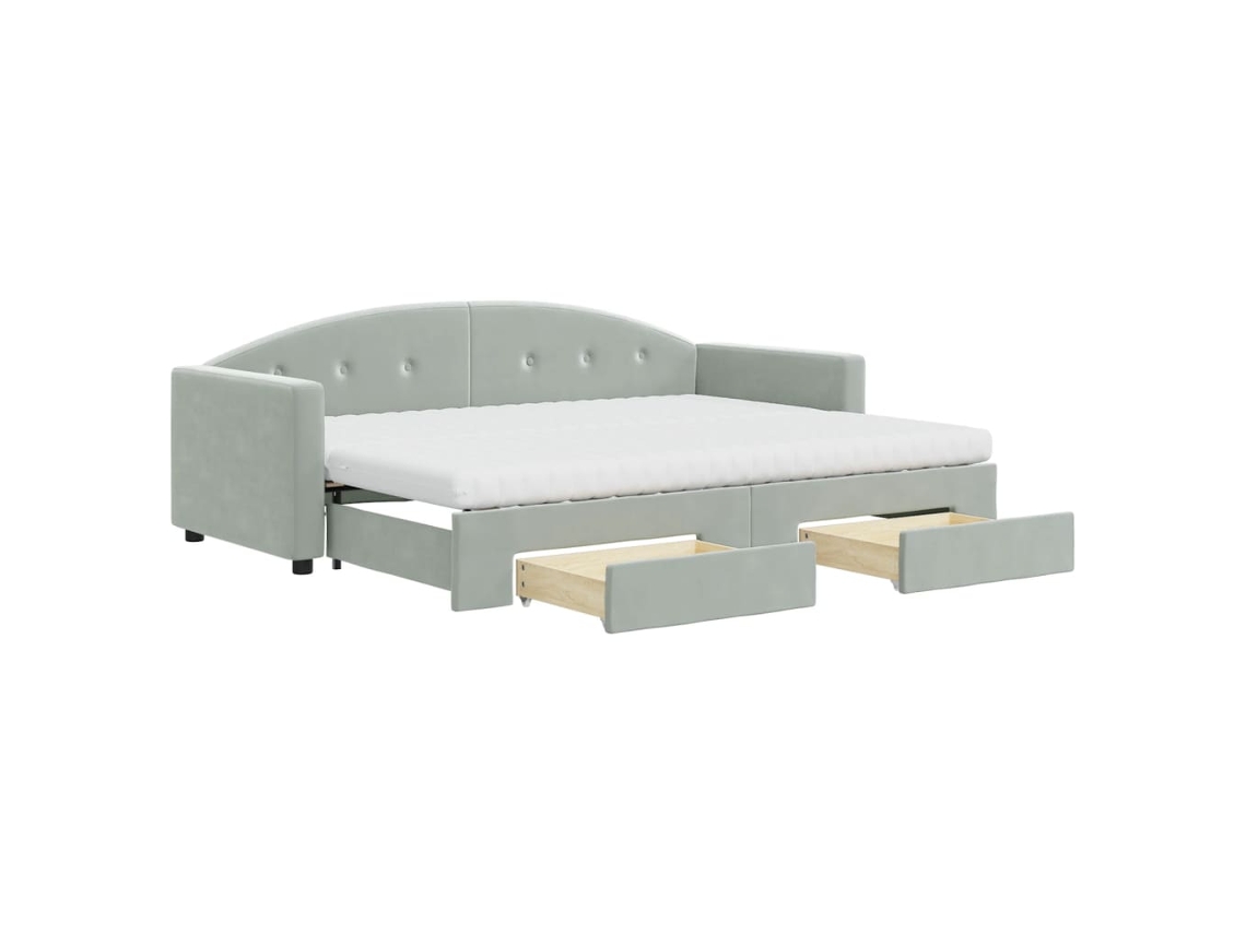 Sofá-cama com gavetão VIDAXL Cinzeto Veludo (80x200 cm)