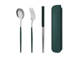Jogo De Utensílios Portátil 3 Peças Aço Inox