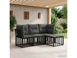 Vidaxl Conjunto De Sofás Para Exterior Preto Poliéster