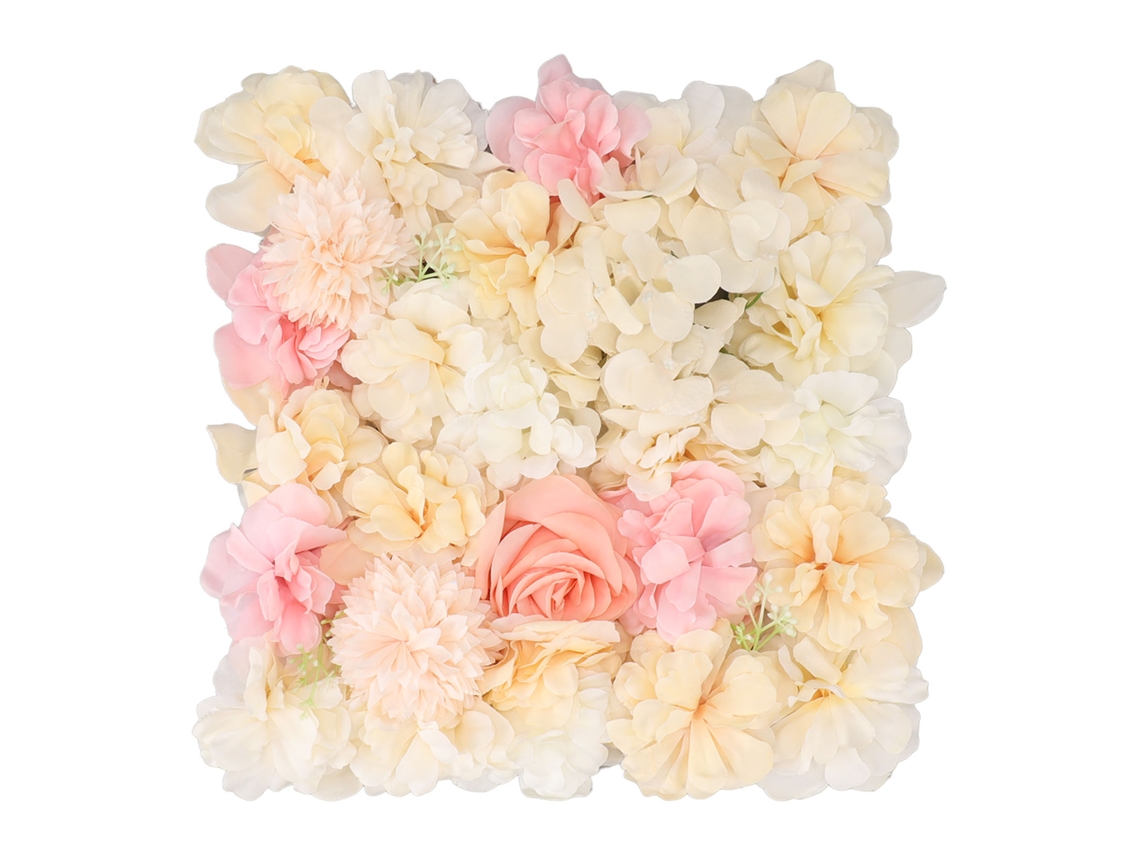 Painel de Parede com Flores Artificiais de Seda Rosa para Decoração de Casamento Fundo Palco Amarelo e Rosa 15x15in com S/MARCA
