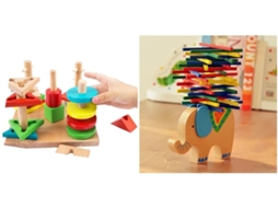 Jogo Educativo De Elefante Madeira Com Blocos Geométricos