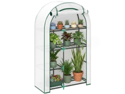 Mini Estufa De Jardim, Estufa De Jardim De 4 Níveis Com Lona Plástica, Porta De Enrolar Portátil, 100 X 45 X 160 Cm, Branca