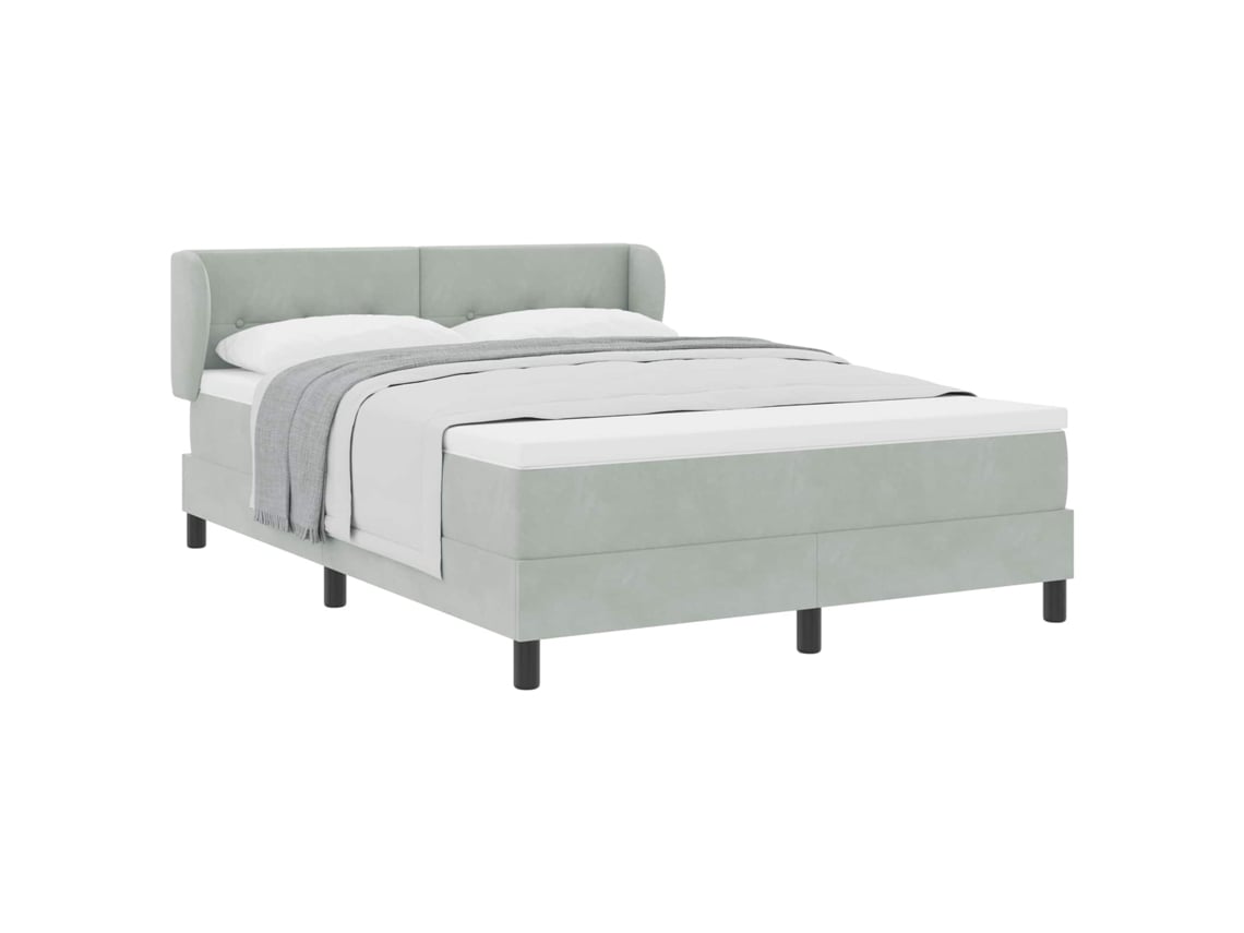 Cama Box com Cabeceira Cinzento Claro 160 X 200 Cm Veludo MAISON EXCLUSIVE