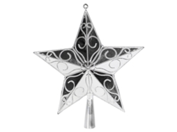 Topo De Árvore De Natal 3d Estrela Ouro Prata 18cm