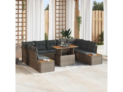 Vidaxl Conjunto De Sofá De Jardim 10 Unid. Cinzento Vime Pe