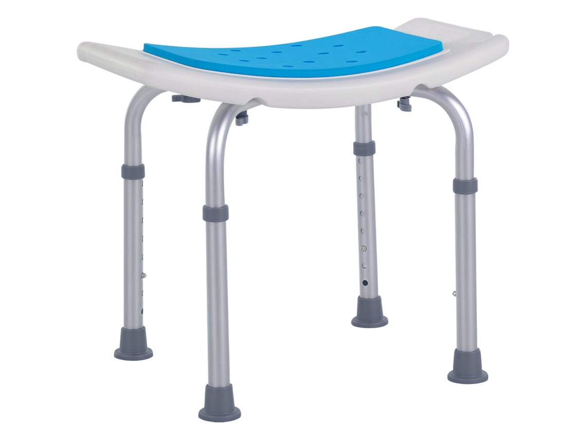 Banqueta de Chuveiro TOPBRICO em alumínio e plástico antiderrapante, 6 níveis de altura ajustável (39-52cm)