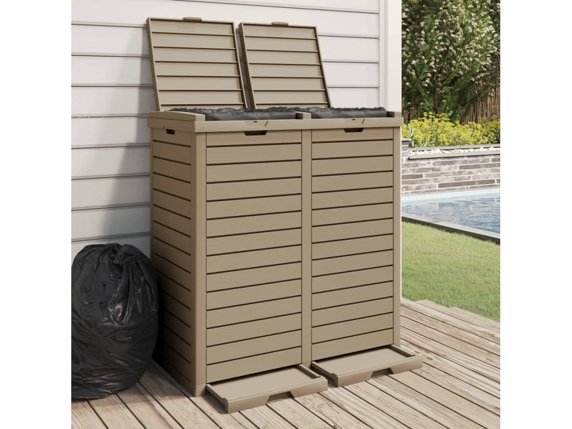 Caixote Lixo Exterior 78x41x86 Cm Polipropileno Castanho Claro DKD HOME DECOR