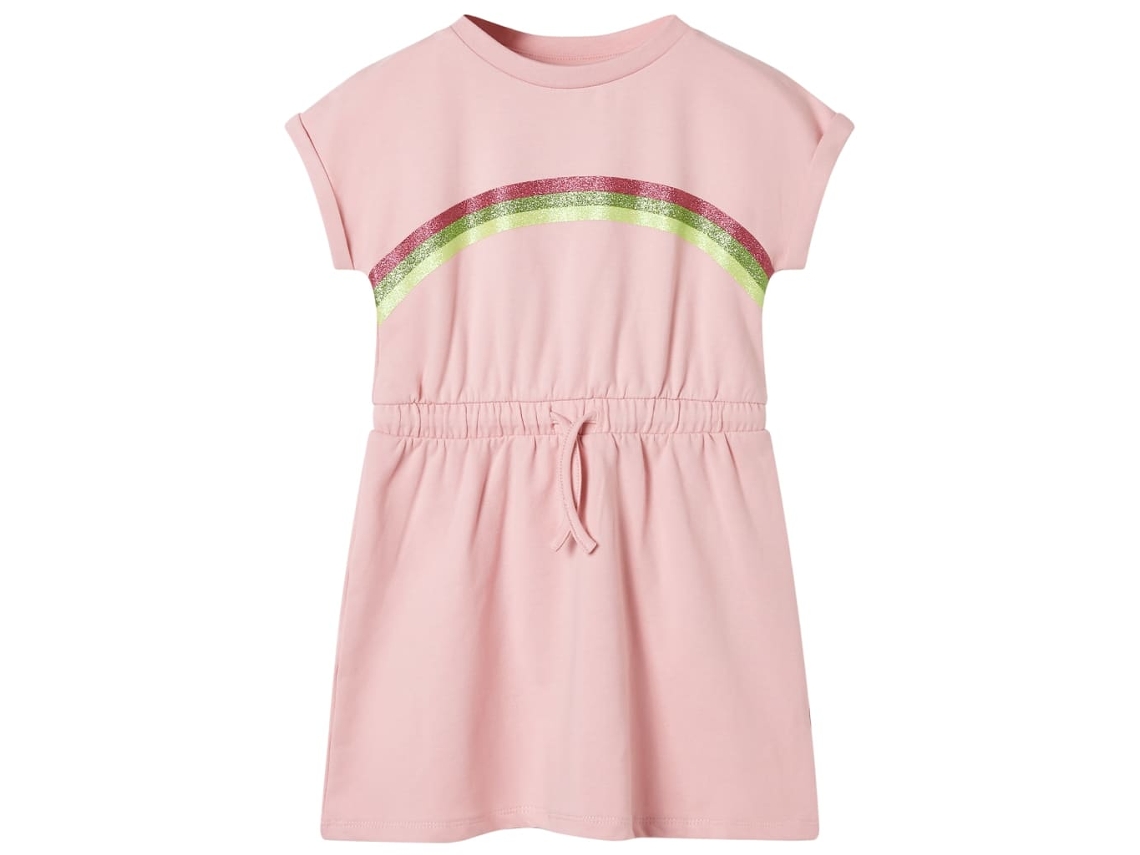 Vestido De Criança Com Cordão Rosa-claro 128