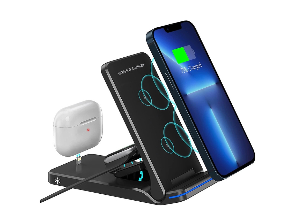 Carregador Estação Carregamento Fast Para Apple, Samsung Yizhood Seda Preto