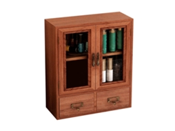 Armário de Armazenamento de Mesa de Madeira Retro com Portas e Gavetas para Cosméticos e Bijuterias