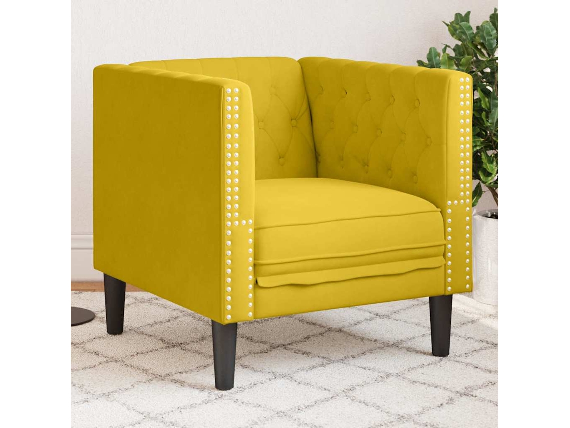 Vidaxl Sofá Chesterfield Veludo Amarelo