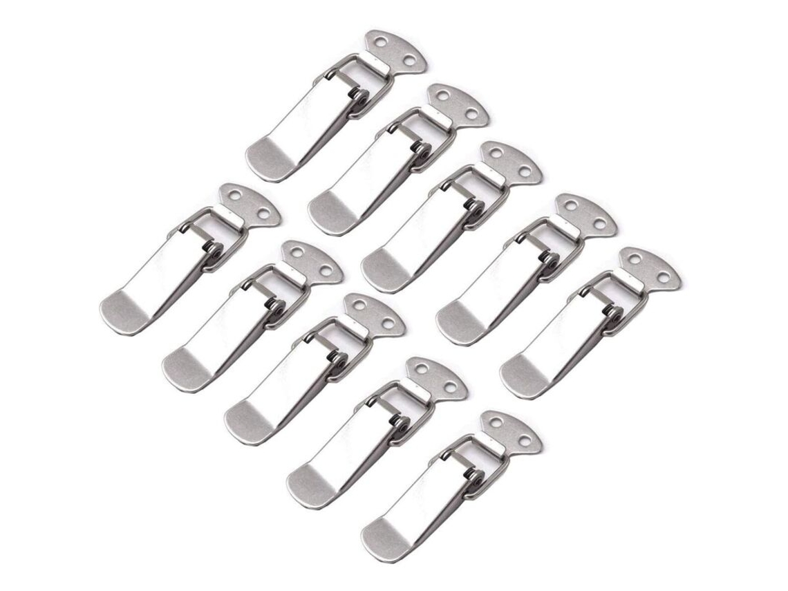 Conjunto de 10 Fechos Mola em Aço Inoxidável para Caixa Ferramentas, Mala e Baú. Aço Inoxidável BRILVIBERA (inox)