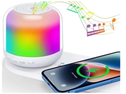 Alto Falante Bluetooth Com Luz Noturna E Carregador Sem Fio Abajur De Cabeceira Com Controle De Toque Regulável Abajur De Mesa Com Yizhood