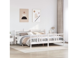 Vidaxl Estrutura De Cama C/ Cabeceira Sem Colchão 200x200 Cm Branco