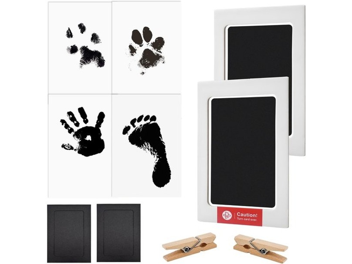 Impressão De Pé - 2 Unidades - Afdrukset De Bebê/pé De Cão - Inclui 4 Cartões - 2 Frames - Apresentação Simples - Afdrukset