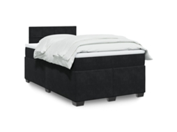 Cama Boxspring Com Colchão 120x190 Cm Veludo Preto
