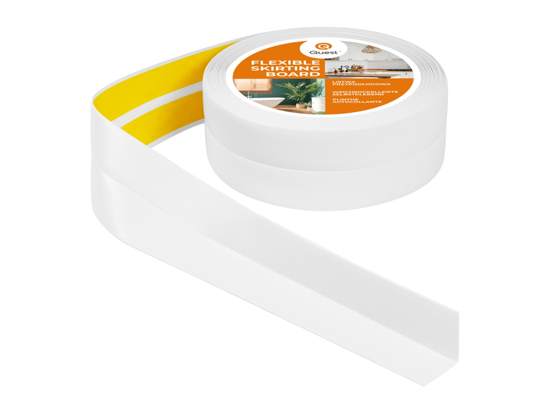 Rodapé Pvc 40x40 Mm Autoadesivo Flexível, 20 M, Branco