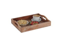 Lurelia Bandeja Pequeno-almoço Retangular Madeira Natural 50 Cm Para Chá, Café E Snacks