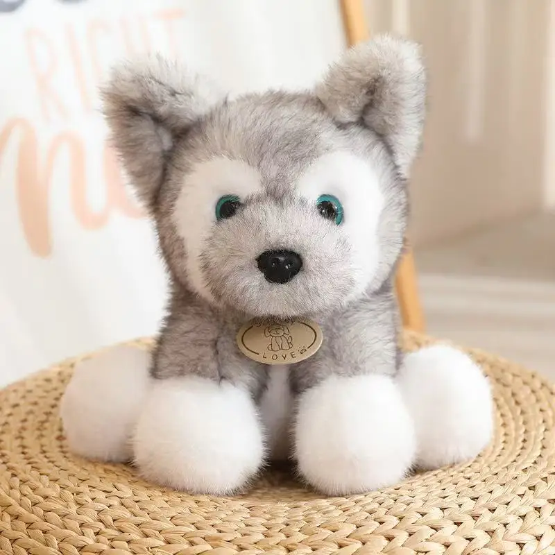 Lindo Cão de Pelúcia Sentado, um Presente de Aniversário Ideal para Crianças. MDUG (branco Acinzentado, 22 Cm)