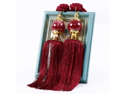 Laxiscreed Conjunto De 2 Argolas De Cortina Decorativas Suaves Para Casa E Hotel, Cor Jujube Vermelho