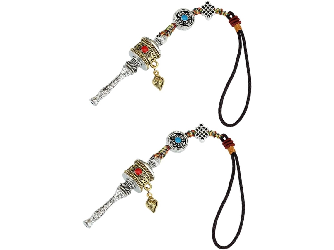 Pingente De Roda De Oração, Padme Hum Budista, Metal, Símbolo Vajra