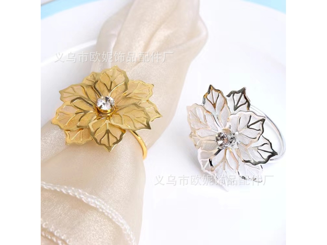 Anel de Toalha Hotel Silver Gold Textura Alta Malha Flor Diamante Fábrica Atacado Ouro | S/MARCA