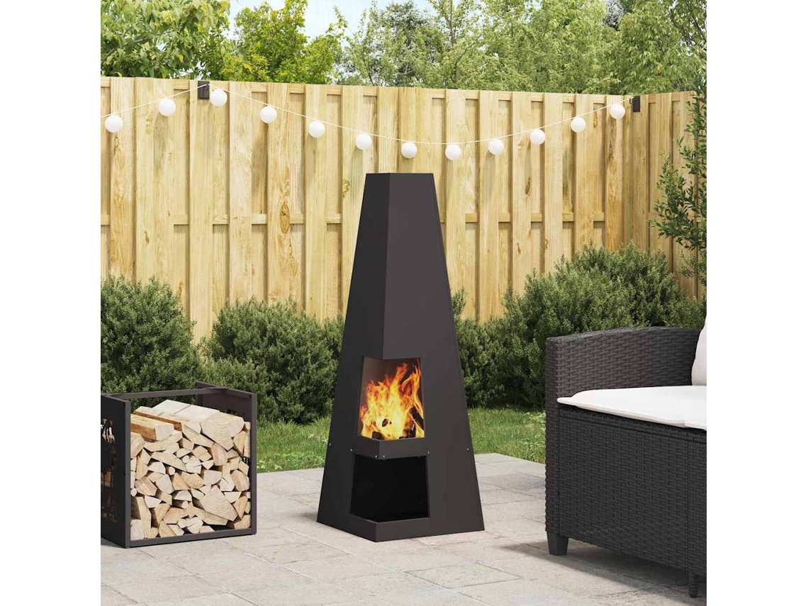 Vidaxl Bowl De Fogo Preto 35 X 35 X 100 Cm Aço Corten