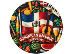 Placa Metálica Redonda Vintage Com A Bandeira Da República Dominicana, Ideal Para Casa, Bar, Jardim, Uso E 20