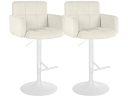 Conjunto De 2 Banquetas Los Angeles Em Veludo Creme Branco