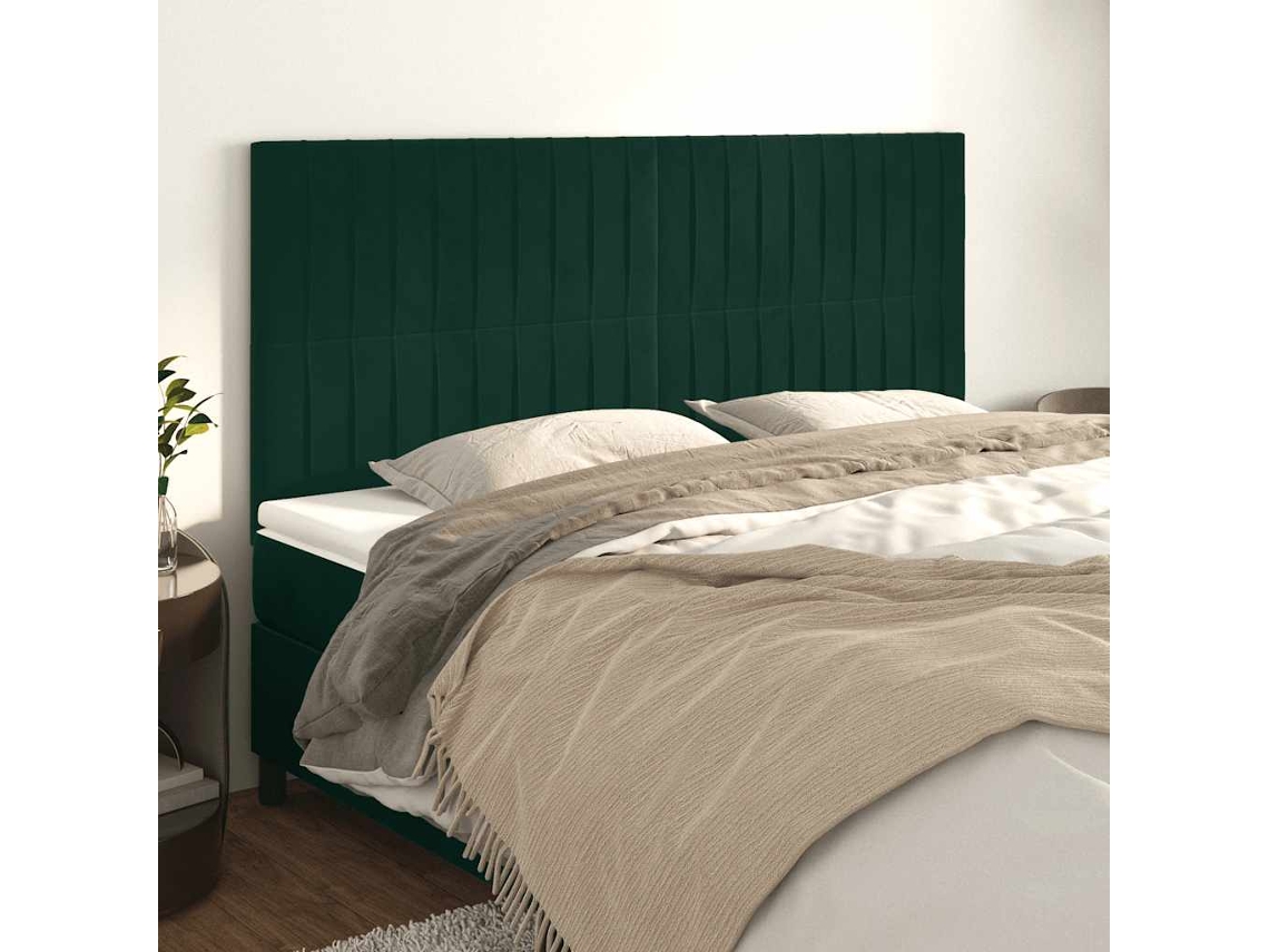 Vidaxl Cabeceira Verde Escuro 180x5x118/128 Cm Veludo