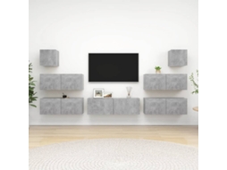 Vidaxl 7 Pcs Conjunto Móveis Tv Derivados De Madeira Cinzento Cimento