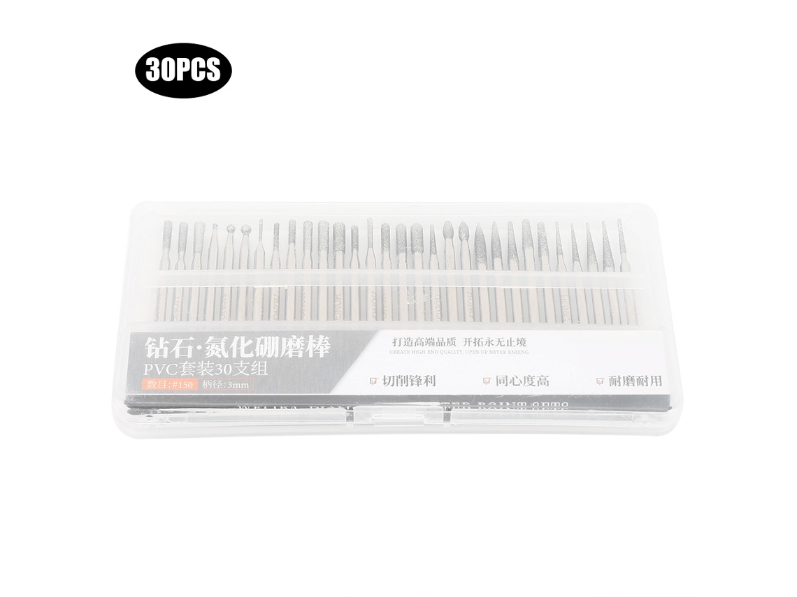 Kit De 30 Brocas De Esmerilado Diamante 150 Grit Con Formas Variadas Para Amoladora Eléctrica Y Grabado De Jade