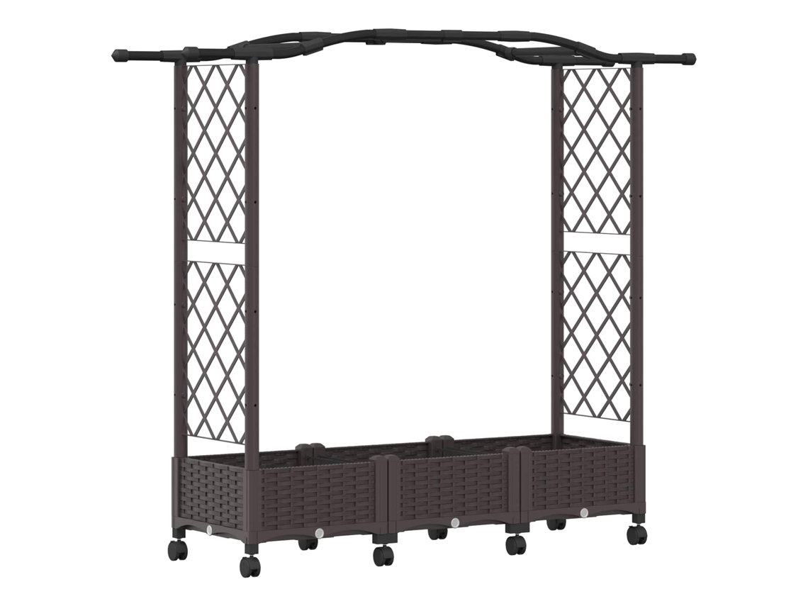 Vidaxl Cama Elevada Com Treliça E Rodas Castanho 169 X 40 X 129 Cm Pp