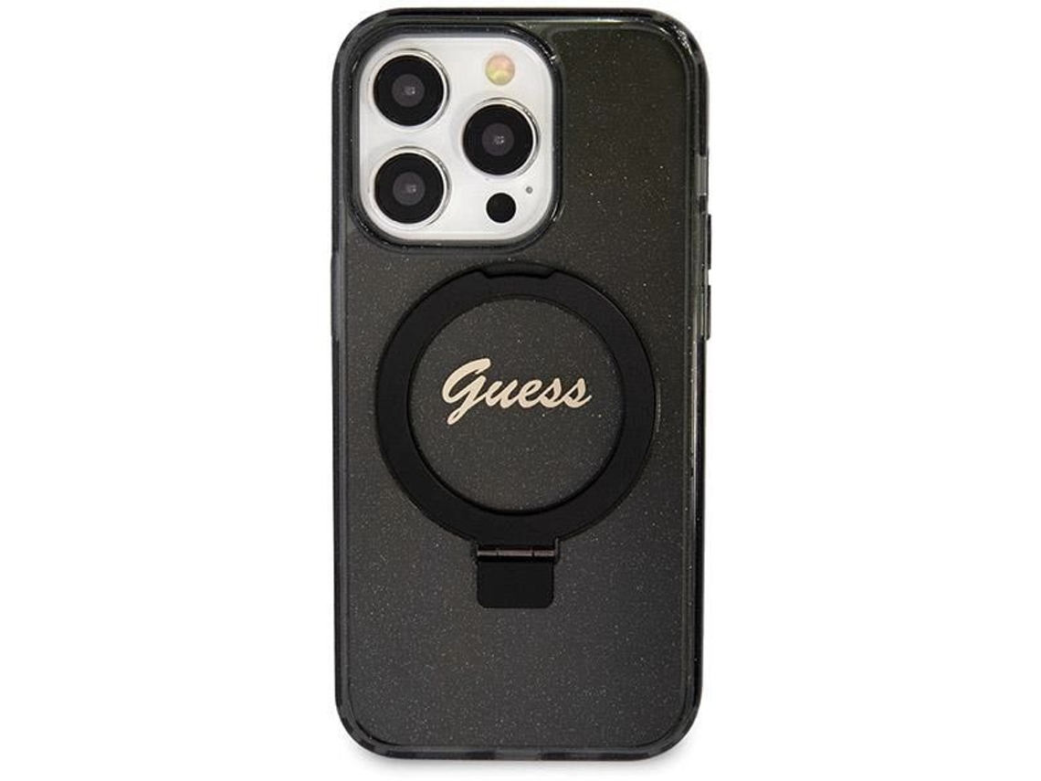 Capa Ring Stand Script para iPhone 13 Pro GUESS Preto