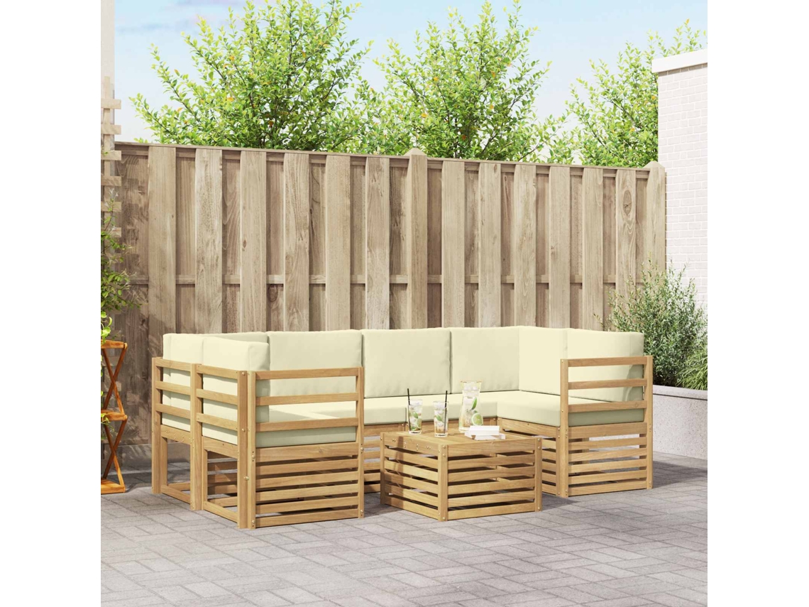 Vidaxl Conjunto De Sofás Para Exterior 7 Unid. Branco E Creme