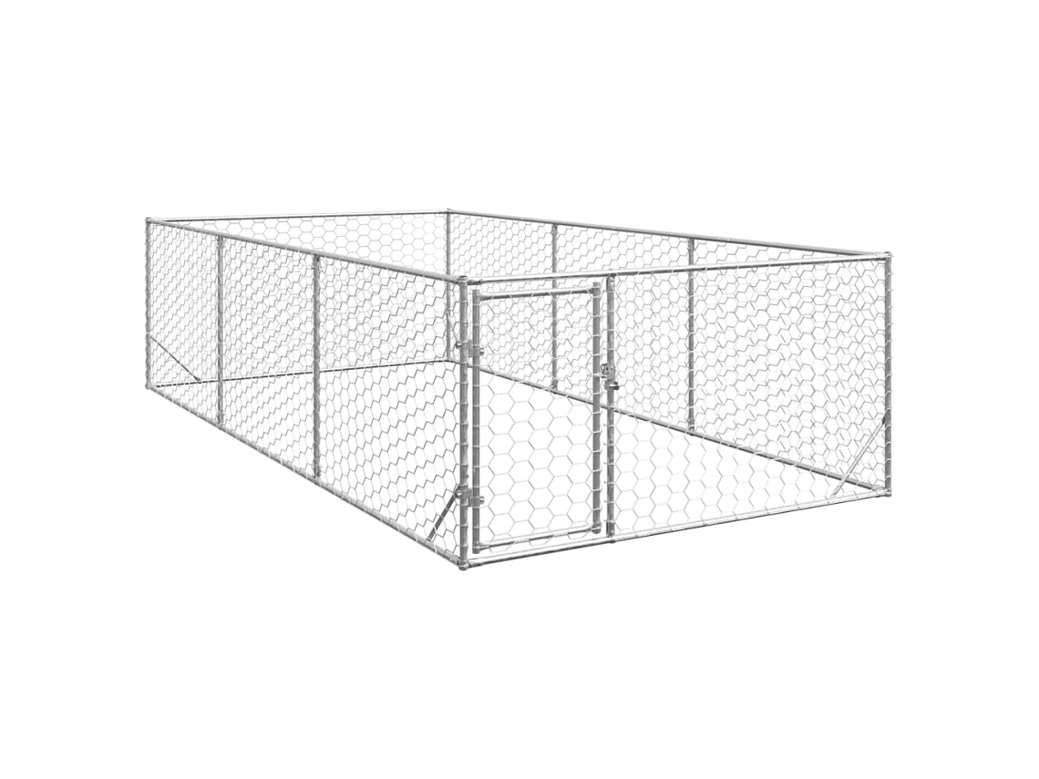 Vidaxl Canil Ao Ar Livre Com Porta 2x4x1 M Aço Galvanizado