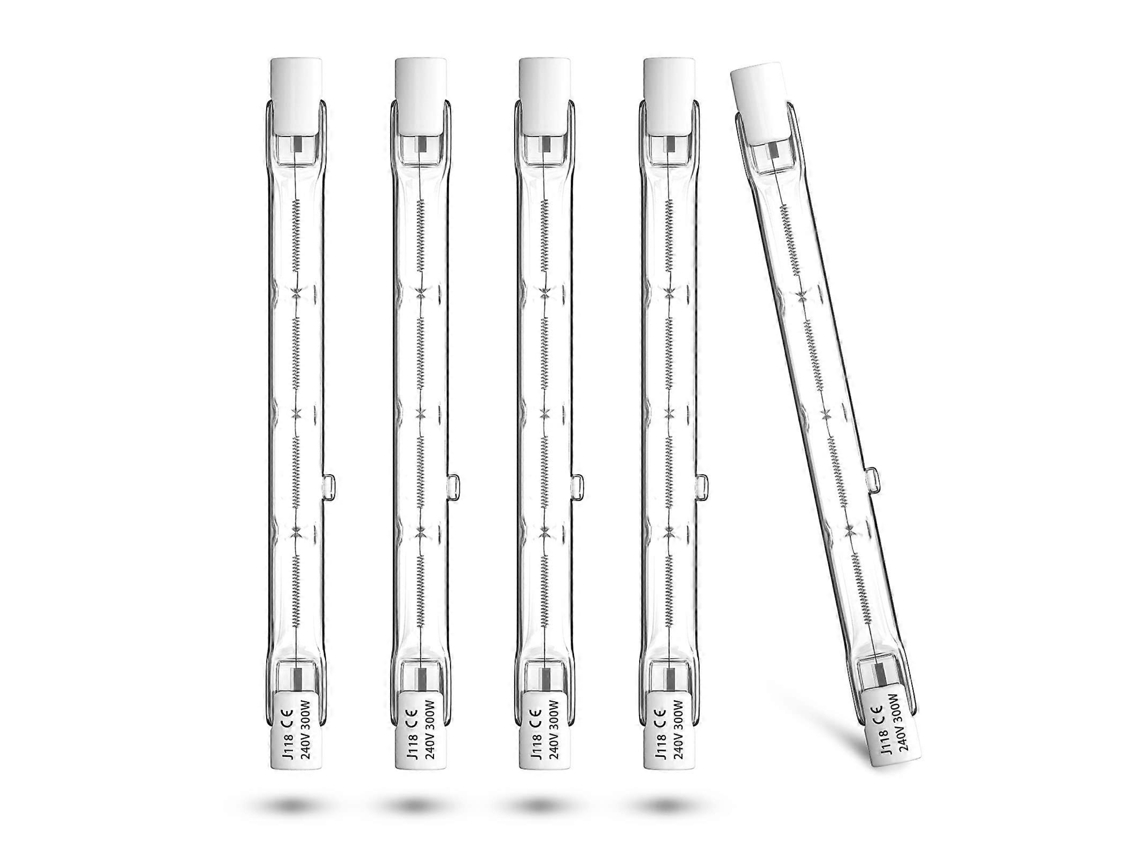 Rebe bombilla Halógena R7s 300w 118mm Luz Blanca Cálida 2800k para Iluminação de Segurança Paisagística Pacote de 5