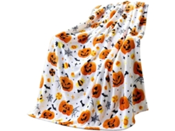 Manta Preta de Halloween Syjym 1 com Estampa Morcego Abóbora Fantasma e Caveira Ideia Presente para Decorar