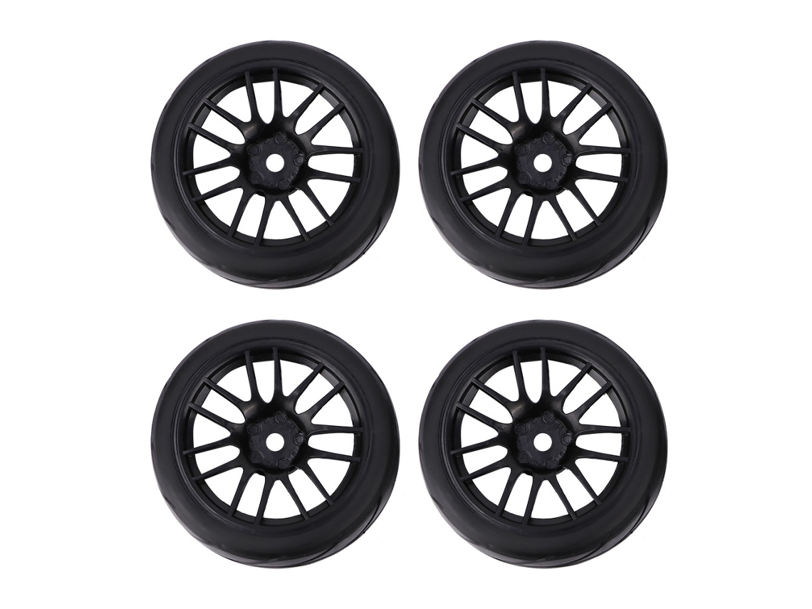 4 Pneus De Corrida Rc De Borracha Aro Para Carro On Road Compatível Com Hs