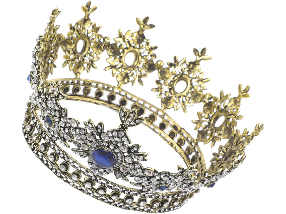 Coroa de casamento barroca retrô em metal com cristais brilhantes, acessório elegante para a cabeça.
