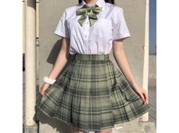 2026 falda Plisada Escuela Japonesa Uniforme Jk Mujer Algodón Cuello Redondo Manga Corta/larga S Bosque de Bambú