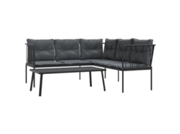 Maison Exclusive - Conjunto De Sofás De Jardim C/ Almofadões Aço/textilene Preto