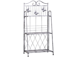 Suporte Metal 3 Níveis Escada Flores 44x25x96cm Prateado VELTRIX